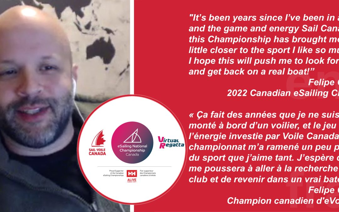 Felipe Cardoso couronné champion canadien d’eVoile 2022