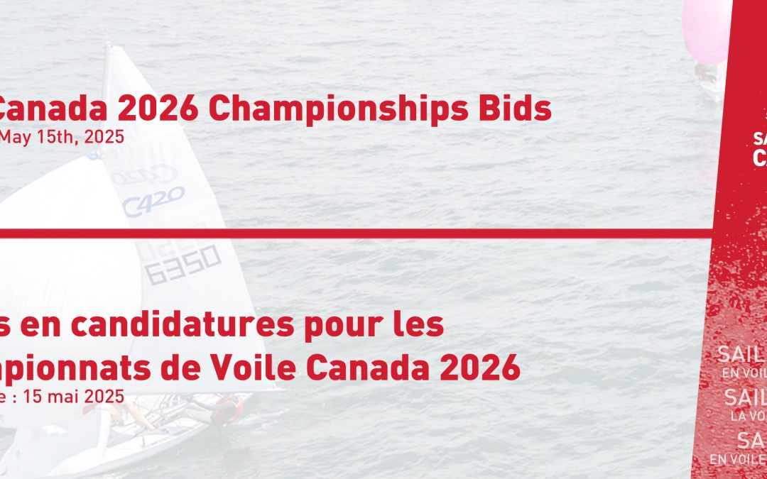 Début des mises en candidatures pour les championnats de Voile Canada 2026
